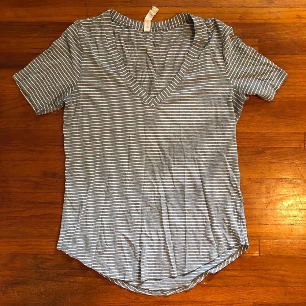 Lululemon Love Tee V-Neck Grey and White Striped